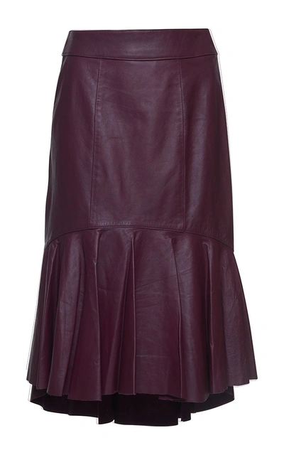 Isolda Renata Asymmetric Leather Skirt | ModeSens