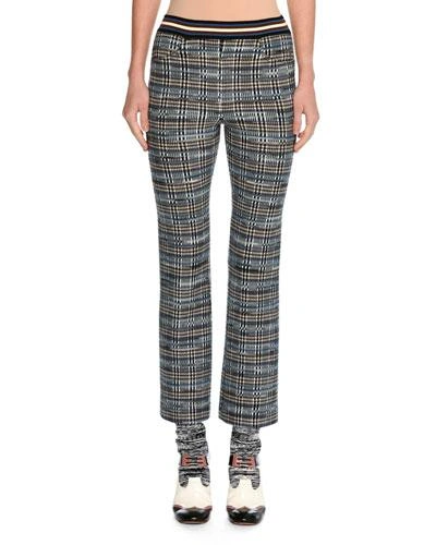 Missoni Slim-leg Checked Wool-blend Knit Cropped Trousers In Blue Pattern