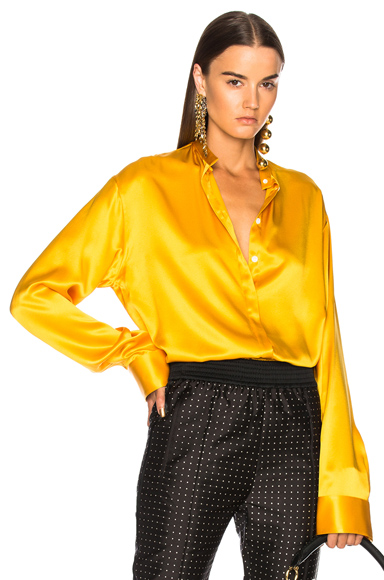 yellow silk shirt