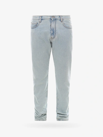 Off-white Rear Logo Cotton Jeans In Light Blue In Light Wash