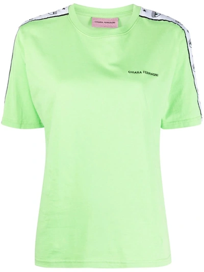 Chiara Ferragni Logomania Embroidered T-shirt In Green