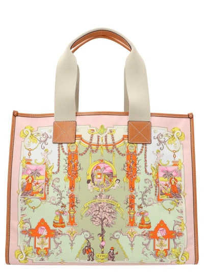 Etro Shopping Bag With Ornamental Print In Multicolour