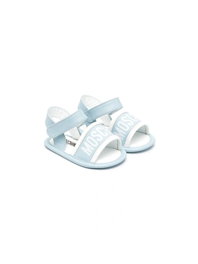 Moschino Babies' Logo-printed Sandals In Blue