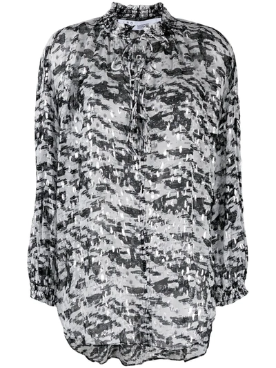 Iro Sella Metallic Fil Coupé Jacquard Blouse In Black