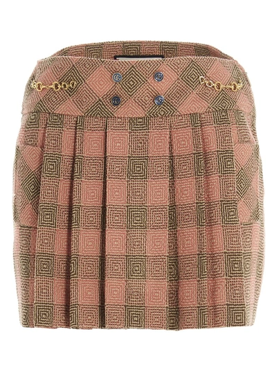 Gucci Optical Damier Mini Skirt In Pink
