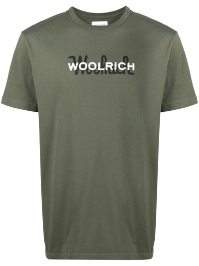Woolrich Logo-print Cotton T-shirt In Green