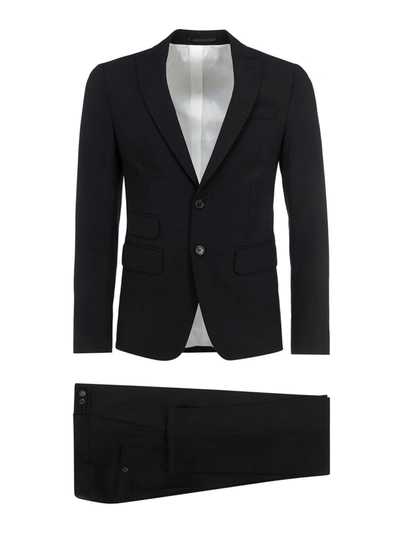 Dsquared2 Fleece Wool Two-piece Suit In Black