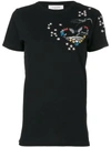Valentino Heart Embellished Cotton Jersey T-shirt In Black
