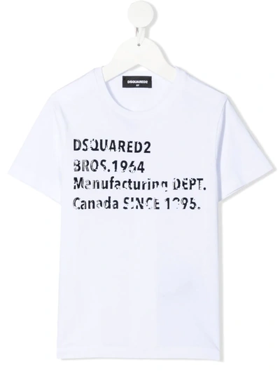 Dsquared2 Kids' Logo-print Cotton T-shirt In Bianco