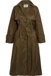 Prada Shell Trench Coat In Army Green