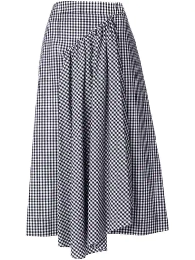 Simone Rocha Asymmetric Gathered Gingham Cotton-poplin Midi Skirt In ...