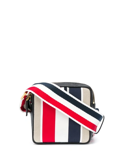 Thom Browne Striped Shoulder Bag In White