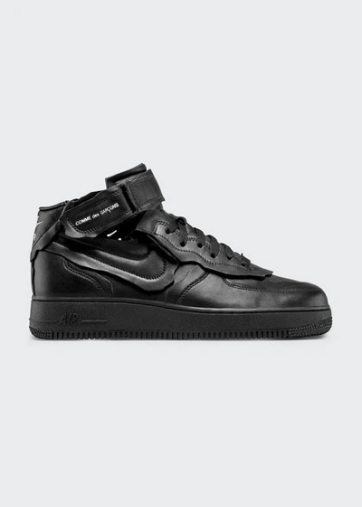 Comme Des Garçons X Nike Air Force Cutoff Leather Sneakers In Black