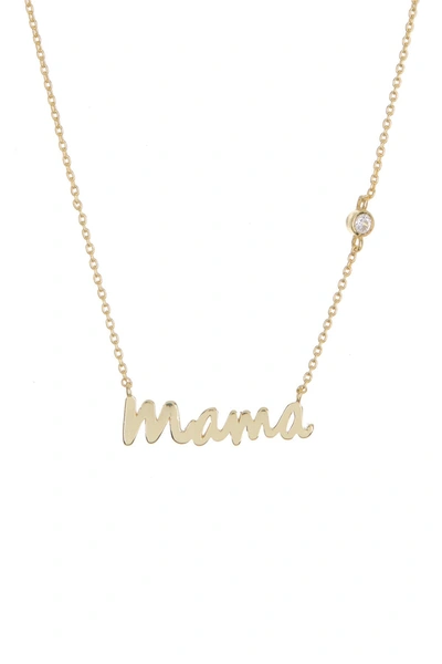 Argento Vivo 18k Gold Plated Sterling Silver Bezel Cz Scripted Mama Necklace