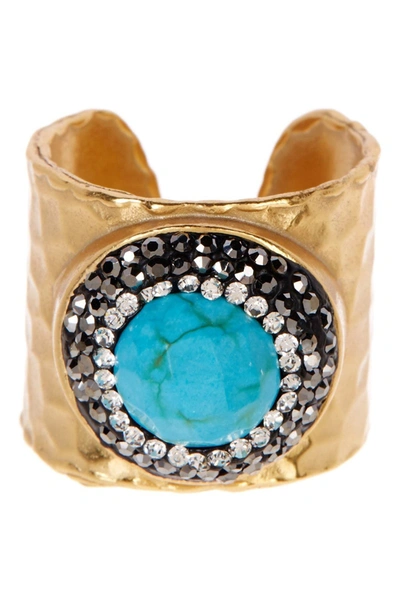 Eye Candy Los Angeles Turquoise Cuff Ring In Gold