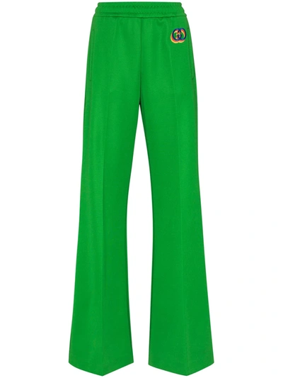 Gucci Green High Waist Logo Track Trousers