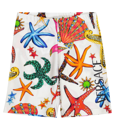 Versace Kids' Starfish-print Shorts In White