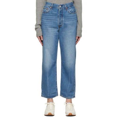 Levi's Blue Ribcage Straight Ankle Jeans In In The Middle