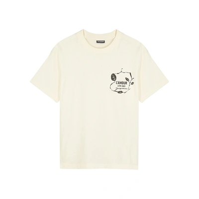 Jacquemus Le T-shirt L'amour Cream Cotton T-shirt In Beige,black