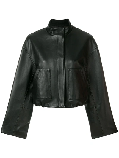 3.1 Phillip Lim / フィリップ リム Cropped Leather Bomber Jacket In Black