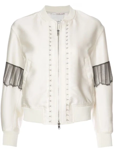 3.1 Phillip Lim / フィリップ リム Woman Lace-trimmed Duchesse Satin Bomber Jacket Ivory