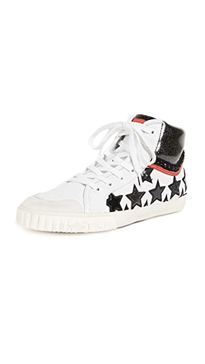 Ash Embroidered Leather Sneakers In White