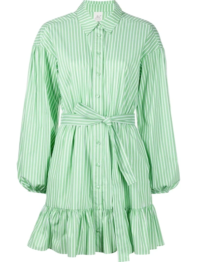Cinq À Sept Kelly Striped Shirt Dress In Green