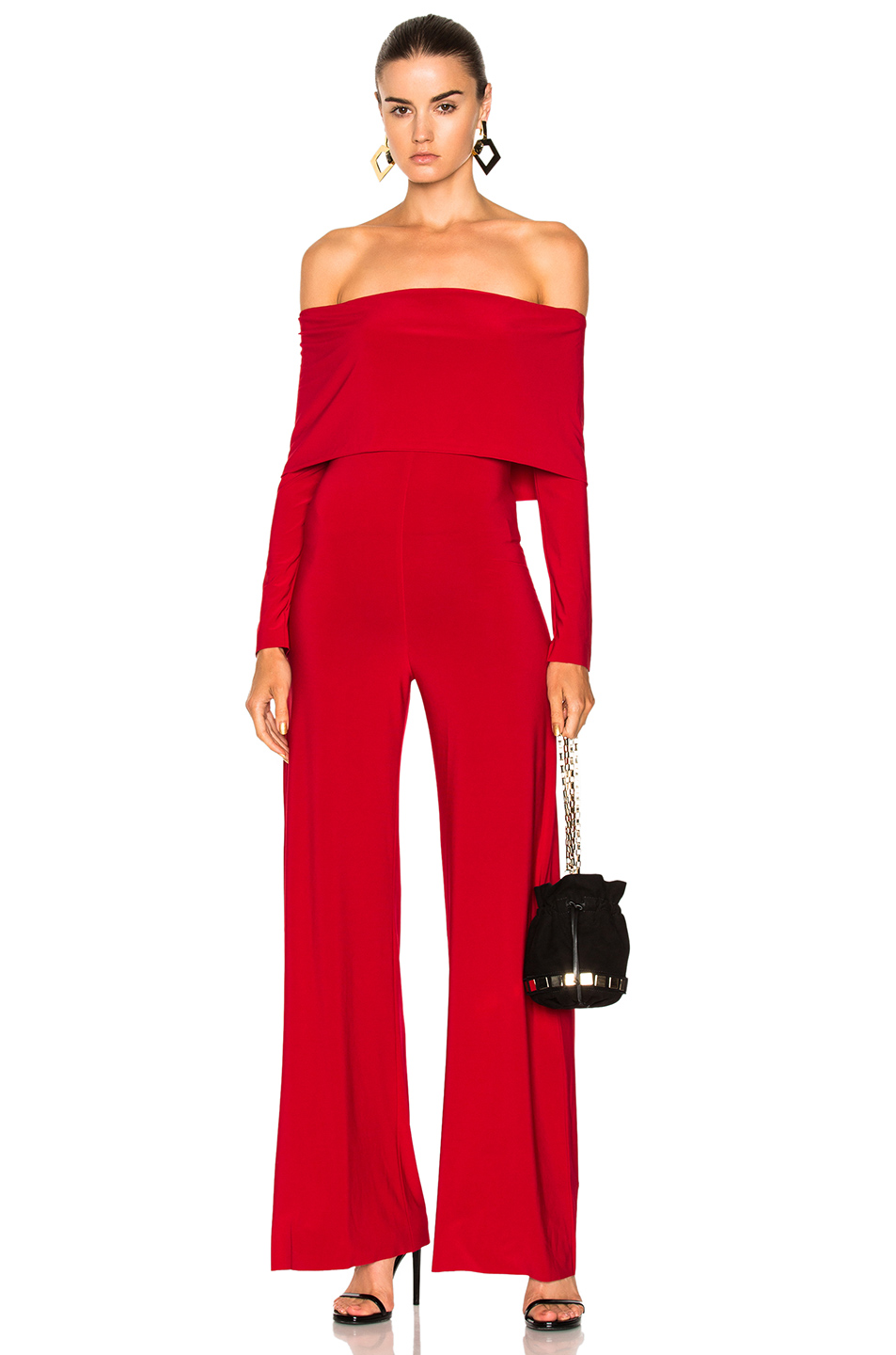 Norma Kamali Off Shoulder Jumpsuit In Red | ModeSens