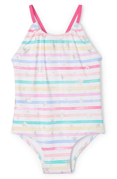Hatley Kids' Twinkle Stars Stripe One-piece Swimsuit In White