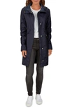 Cole Haan Signature Back Bow Packable Hooded Raincoat In Indigo