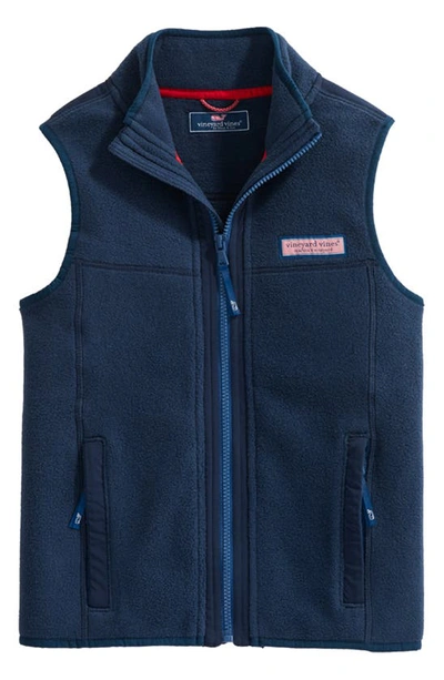 Vineyard Vines Kids' Harbor Fleece Vest In Vineyard Navy