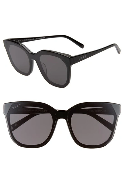 Diff Gia 62mm Oversize Square Sunglasses In Black/ Grey