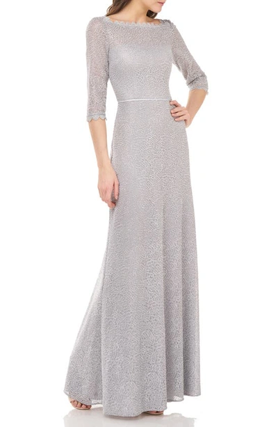 Js Collections Metallic Lace A-line Gown