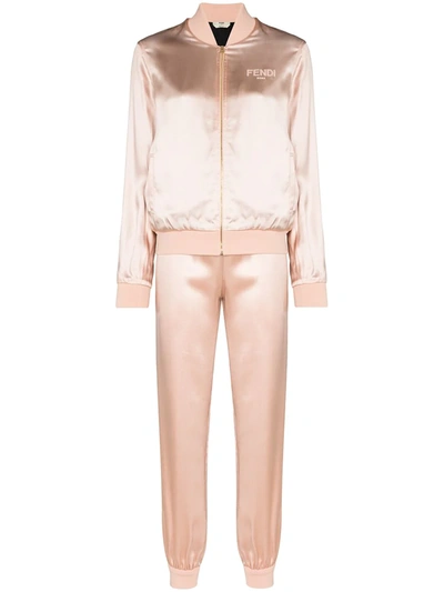 Fendi Logo embroidered Two piece Tracksuit In Pink ModeSens