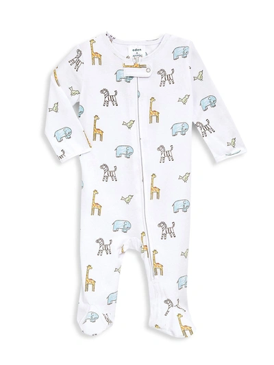 Aden + Anais Baby's Jungle Jammin Animal-print Long-sleeve Footie In White