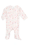 Aden + Anais Baby Girl's Perennial Floral-print Long-sleeve Footie In Pink