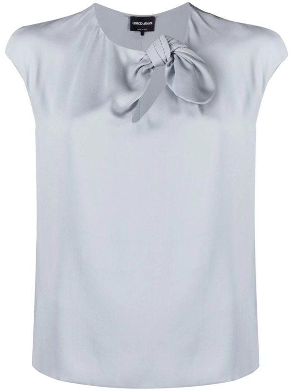 Giorgio Armani knot-detail silk blouse - Neutrals