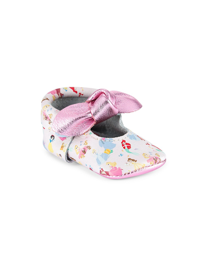 Freshly Picked Baby Girl's Princesses Knotted Bow Rubber Sole Moccasins