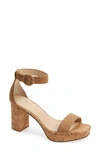 Pelle Moda Amari Platform Block Heel Sandal In Latte Suede