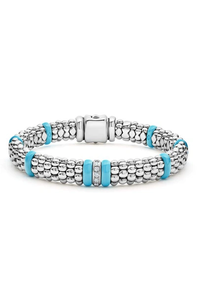 Lagos Blue Caviar & Diamond Sterling Silver Bracelet, 7.5 In Silver/blue