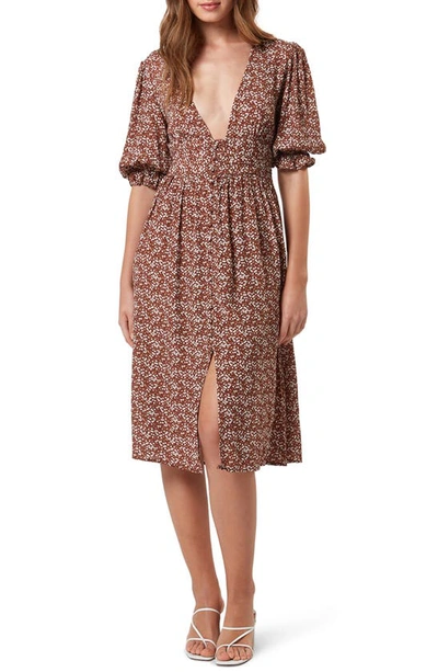 Charlie Holiday Millie Floral Plunge Neck A-line Dress In Floral Vine