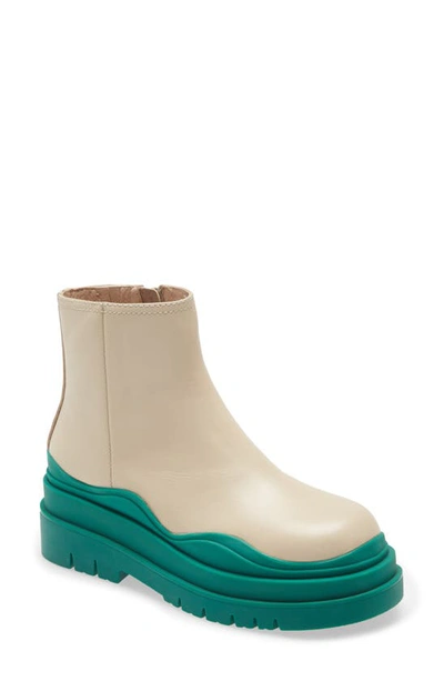 Jeffrey Campbell Loading Bootie In Cream/ Green