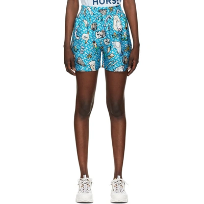 Burberry Blue Printed Tawney Shorts In Bubble Gum Blue