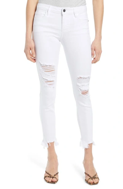Hidden Jeans Ripped Raw Step Hem Ankle Skinny Jeans In White