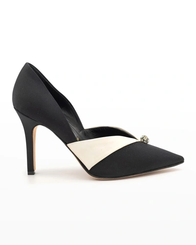 Something Bleu Selah Pumps With Fold-over Fabric In Blk/ivory