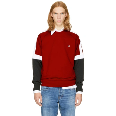 Ami Alexandre Mattiussi Tricolor Logo Sweatshirt In Red