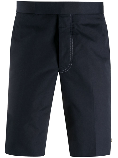 Thom Browne Bermuda With Contrast Stitching In Dark Blue