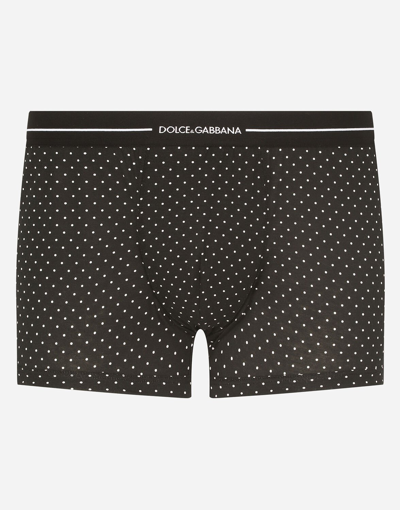 Dolce & Gabbana Two-way-stretch Cotton Boxers With Polka-dot Print In Multicolor