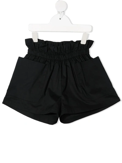 Touriste Kids' Paperbag-waist Shorts In Black