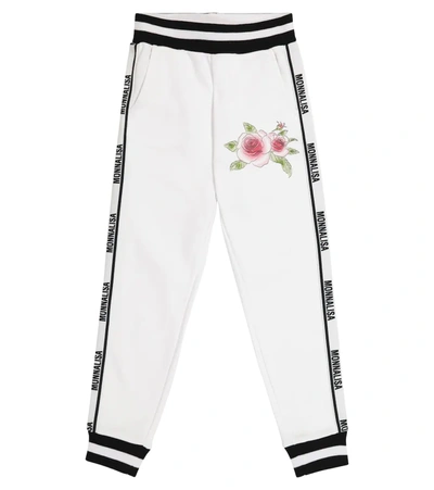 Monnalisa Kids' Logo Cotton-blend Sweatpants In White
